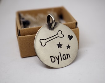 Dog id tag, Cat Id Tag, Personalized dog name plate, Handmade pet id tag, Dog name, Dog Tag Custom,  Retro pet Tag, Collar tag gift, Pet Tag