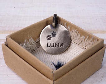 Pet Id Tag, Dog ID Tag , Cat Id Tag, Solid Brass Name Plate, White Brass Name Plate, Pet Gift.