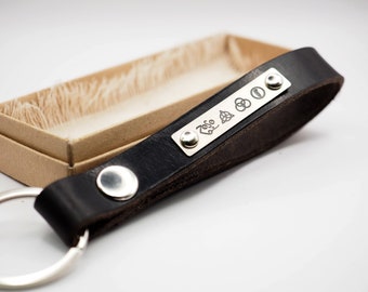 Leather Keychain, Led Zeppelin Keychain, Led Zeppelin fans Gift, Musician Gifts, Engraved Keychain, Music Lover Gift