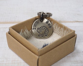 Pet Id Tag, Dog ID Tag , Cat Id Tag, Solid Brass Name Plate, White Brass Name Plate, Pet Gift.
