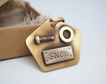 Dog id tag, Personalized dog name plate, Handmade pet id tag, Dog name, Dog Tag Custom, Handcrafted Tag, Retro pet Tag, Collar tag gift