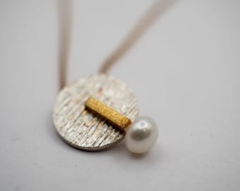 Handmade Pendant, 925 Sterling Silver Necklace, Gold Plated Necklace, Handmade Necklace, Gift for her, Gift fom Mom, Anniversary Gift