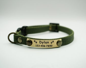 Cat Collar, Green Cork Collar, Small Dog Collar, Personalized Collar, Vegan Collar