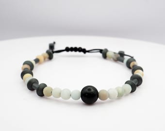 Mens Bracelet with hidden message in Morse Code: FAITH, Husband Gift, Jewelry Men, Anniversary Gift, Boyfriend Gift with Semiprecious Stone