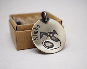 Dog id tag, Cat Id Tag, Personalized dog name plate, Handmade pet id tag, Dog name, Dog Tag Custom,  Retro pet Tag, Collar tag gift
