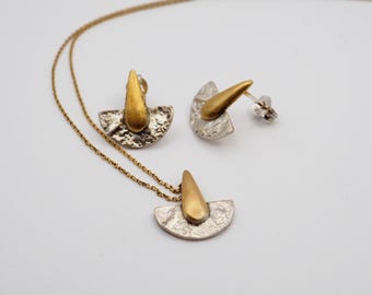 Sterling Silver Earrings, Handmade Earrings, Sterling Silver Necklace, Gold Plated Necklace, Handmade Necklace, Gift for her, Gift fom Mom