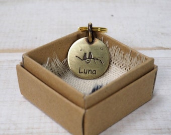Cat Id Tag, Dog ID Tag , Pet Id Tag, Toy Dog Brass Name Plate, White Brass Name Plate, Pet Gift.