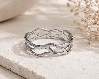 Silver Bracelet Bracelet Cuff - Stainless steel in Silver color - Large Bracelet for women - Gift for Women - Gift for Her - Gift for Mom