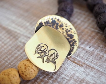 Handmade Necklace The Lovers, Rene Magritte, Necklace for Women, Necklaces with Stones, Necklace Lava Stones, Natural Stones Necklace