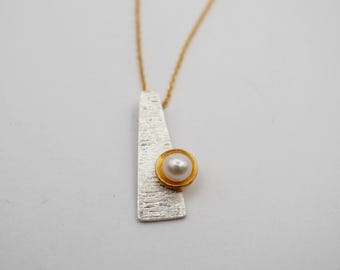 Handmade Pendant, 925 Sterling Silver Necklace, Gold Plated Necklace, Handmade Necklace, Gift for her, Gift fom Mom, Anniversary Gift