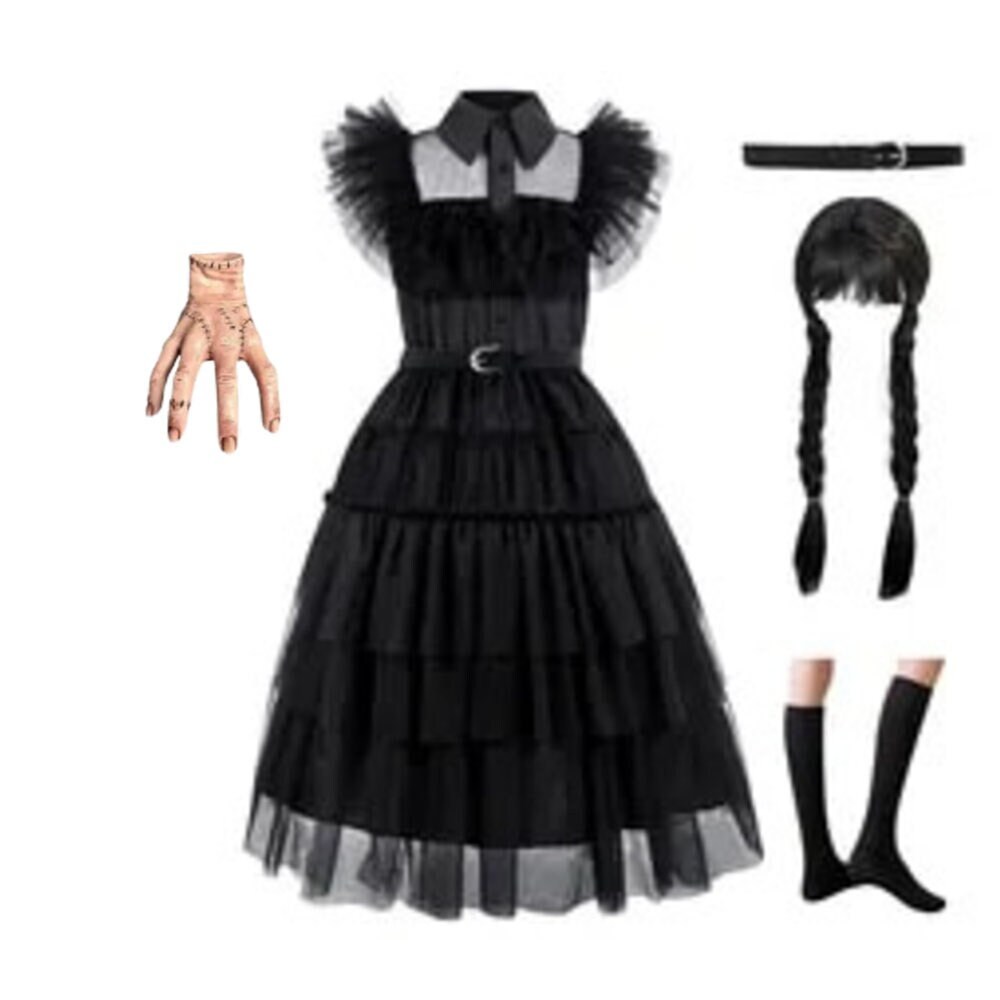 Wednesday Addams Addams family Wednesday Dress Women's Girls' Movie Cosplay  Gothic Black Dress Belt Masquerade Polyester World Book Day Costumes 2023 -  US $28.99