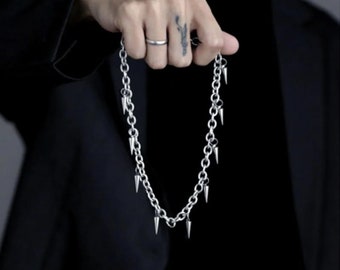 Japanese All Black Punk Street Style w/ Lock Necklace