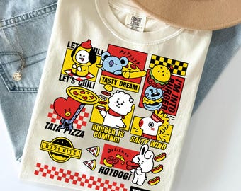 Comfort Colors® K-Pop BTS Arirang T-Shirt, BT21 Cartoon Characters Tee