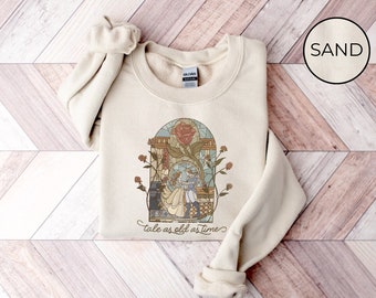 Vintage Tale As Old As Time Sweatshirt, Disney Princess Shirt, Retro Beauty And The Beast Sweatshirt, Beauty Princess Hoodie