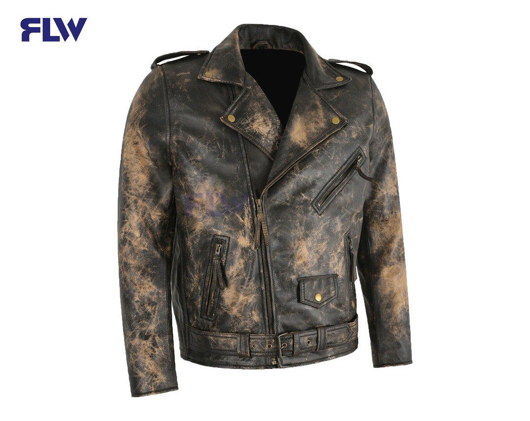 Black and Brown Tie and Dye Leather Jacket Men Tie Dye Etsy