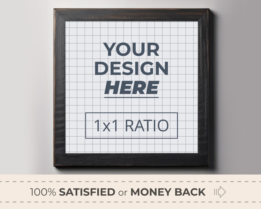 Rustic Black Square Frame Mockup, 1x1 Ratio, Digital File, Dark Wooden Rustic Black Square Frame Mockup, 1x1 Ratio, Digital File, Dark Wooden