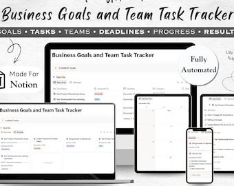 Modello di monitoraggio delle attività Notion Sistema di produttività digitale per la gestione di team e obiettivi Tracker degli obiettivi aziendali per piccole imprese adatto ai principianti