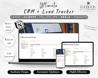 Modello di monitoraggio dei lead Notion Gestione delle vendite CRM Cliente Prospettiva Pipeline Contatto Contatto Follow-up Monitoraggio aziendale per qualsiasi tipo di attività