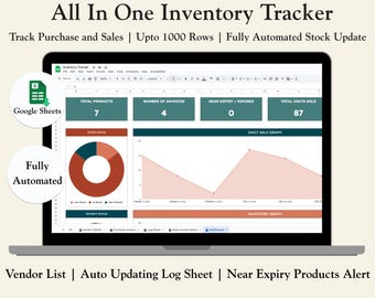 Gestione dell'inventario Foglio di calcolo del registro dell'inventario Monitoraggio degli ordini Modello di inventario per piccole imprese Fogli Google Excel Elenco di monitoraggio dell'inventario
