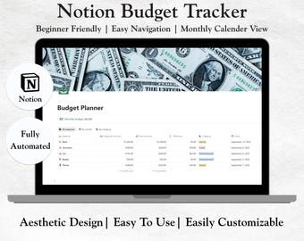 Notion Budget Tracker Budget mensile Planner finanziario Dashboard Modello di spesa minimalista Planner di budget per busta paga Foglio di calcolo del denaro