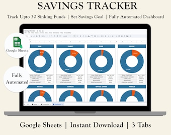 Modello di foglio di calcolo per il risparmio in contanti, Tracker dei fondi ammortabili, Budget Excel, Fogli Google, Planner finanziario personale, Tracker dei risparmi