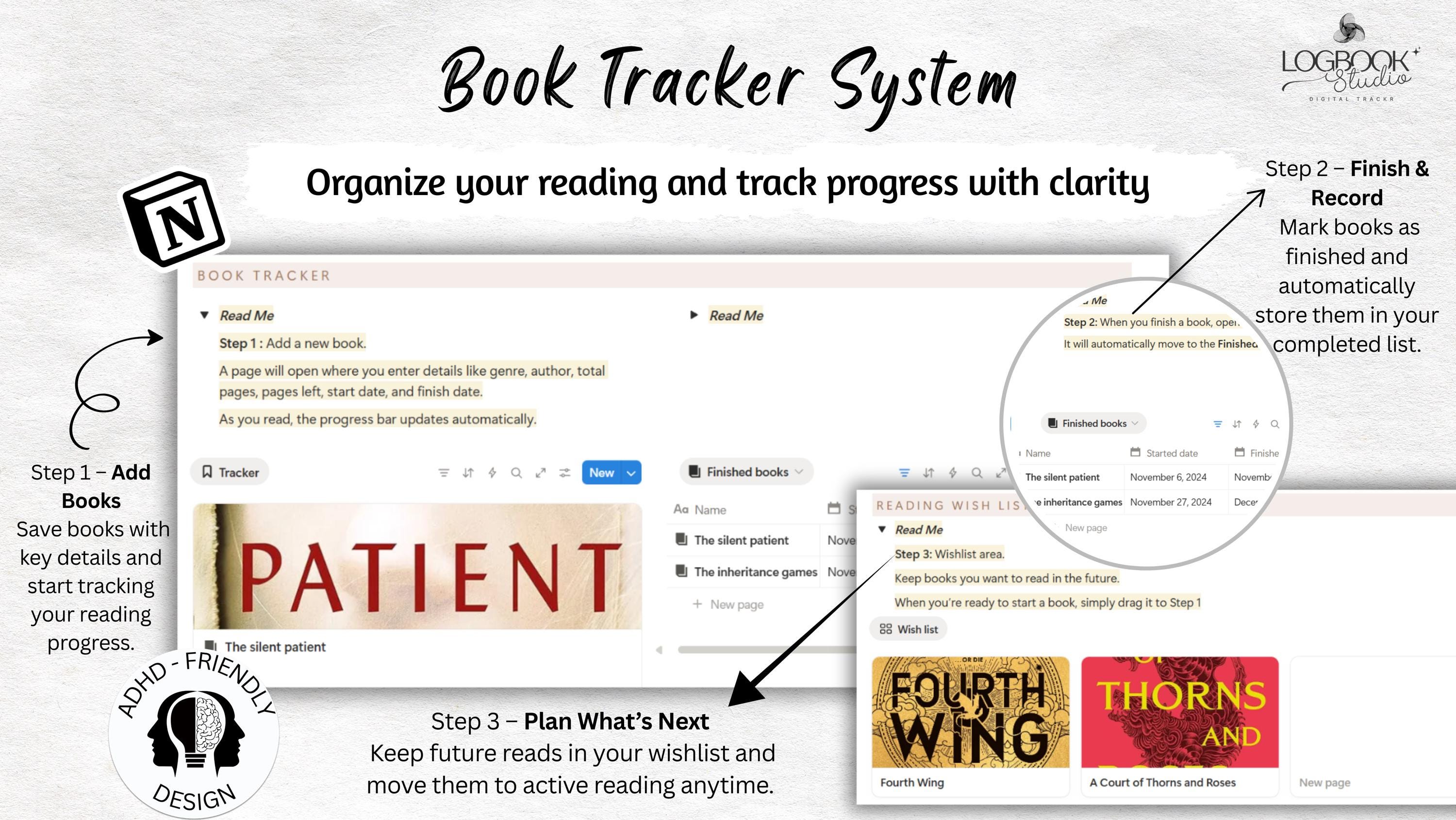 Book Tracker Notion Template Digital Book Journal Reading Tracker Book ...
