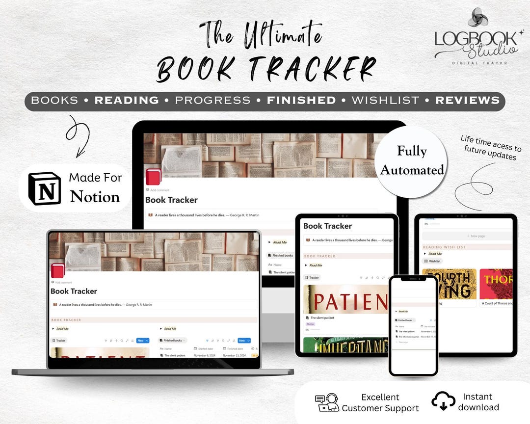 Book Tracker Notion Template Digital Book Journal Reading Tracker Book ...