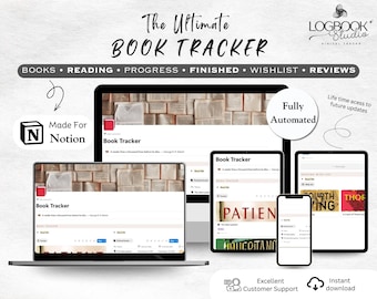 Modello di tracciamento dei libri Notion Diario di lettura digitale Tracciamento dei libri Planner diario di lettura Diario di revisione dei libri Notion Registro di lettura Planner digitale