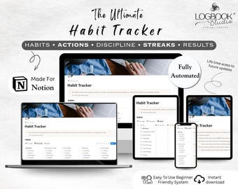 Modello di monitoraggio delle abitudini, pianificatore delle abitudini per abitudini settimanali e mensili, pianificatore degli obiettivi, tracker della routine giornaliera digitale, elenco delle cose da fare 2026 ADHD