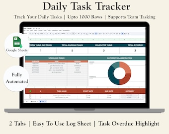Monitoraggio attività Foglio di calcolo Excel Monitoraggio produttività Fogli Google Elenco cose da fare Task Manager Pianificatore di lavoro Modello di calendario del tempo per piccole imprese