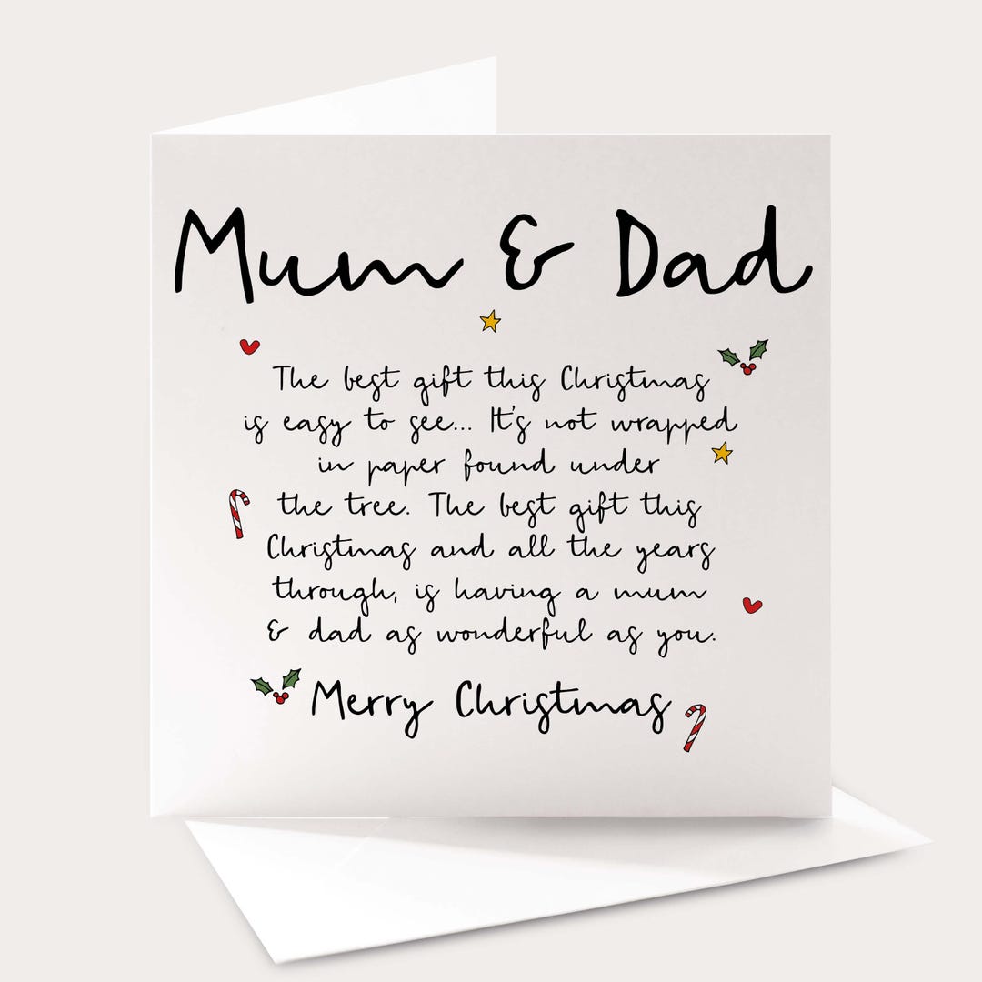 Heartfelt Mum and Dad Christmas Poem Card, Meaningful Christmas Card ...