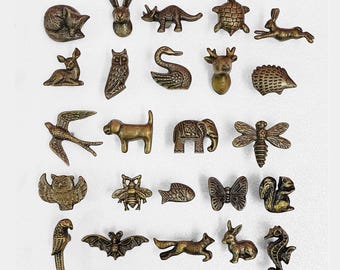 Pomelli per cassetti in bronzo antico fatti a mano a forma di animali
