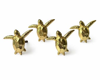 Solid Sea Turtle Cabinet Knob, Coastal Drawer Pull, Beach House Decor