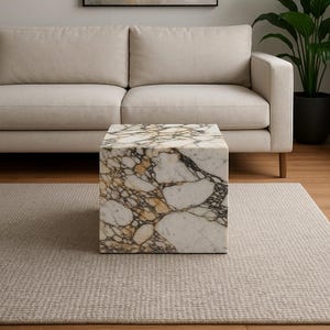 Mesa de centro violeta Calacatta - 40x40x40cm - mesa de centro de mármol - Table basse en marbre calacatta - table de salon moderne - mesa de centro violeta de diseño
