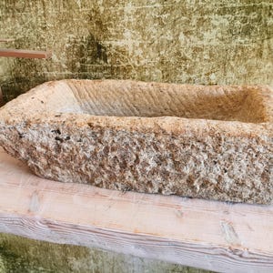 Antikes, rohes Granitwaschbecken – 65 x 35 x 16 cm – raues Außenwaschbecken, raues Waschbecken – antikes Granitwaschbecken für den Innen- und Außenbereich – raues Waschbecken