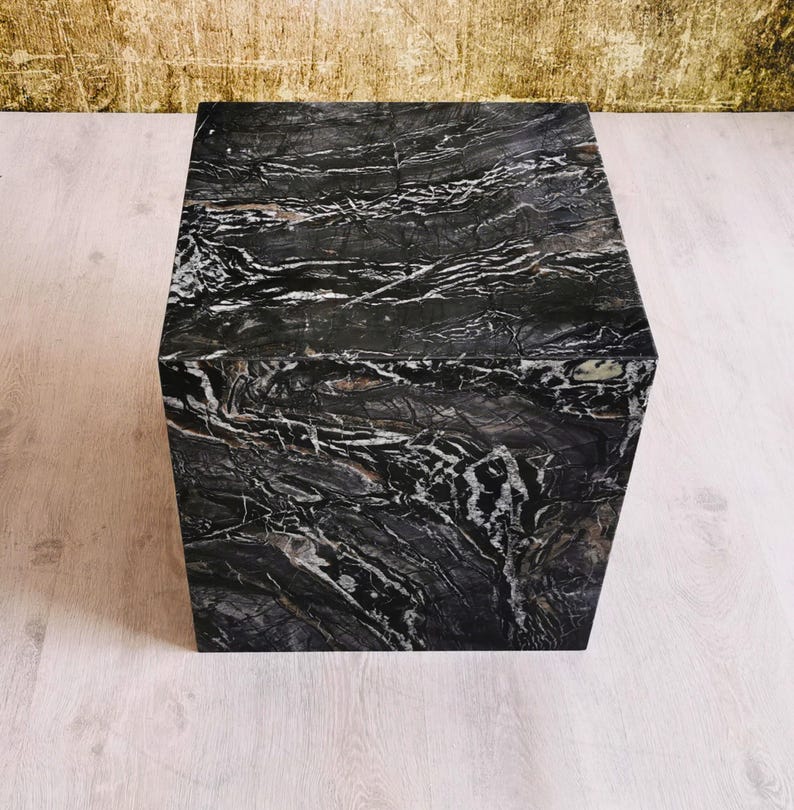 Lunar Marble coffee table-40x40x40-marble coffee table Lunar-Table basse en marbre noir-table de salon moderni-moderner Wohnzimmertisch image 7