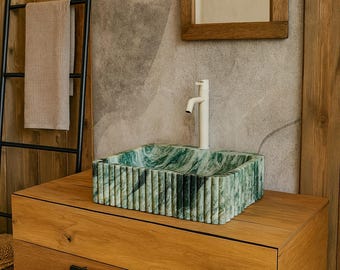 Grünes Marmorwaschbecken - 50x40x12cm - grünes Waschbecken - grüne Badezimmermöbel - modernes grünes Marmorwaschbecken - modernes grünes Badezimmerwaschbecken
