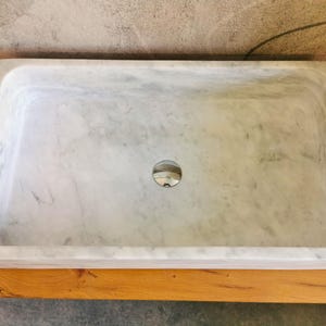 Carrara marble countertop washbasin - 70x40x15cm - marble washbasin - Carrara marble - modern Carrara marble washbasin - Carrara marble design washbasin image 7