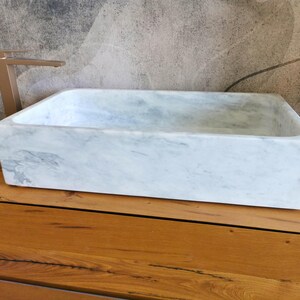 Carrara marble countertop washbasin - 70x40x15cm - marble washbasin - Carrara marble - modern Carrara marble washbasin - Carrara marble design washbasin image 8
