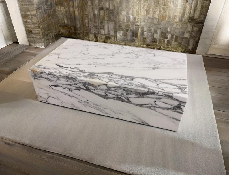 Arabescato marble coffee table-90x50x25cm-tavolino moderno in arabescato-Table basse en arabescato -table de salon moderne-tavolino da caffè image 5