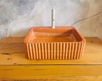 Rotes Marmor-Aufsatzwaschbecken 50x40x14cm, Marmorwaschbecken, rotes Waschbecken, modernes Design-Badezimmerwaschbecken, modernes rotes Waschbecken, rote Waschbecken