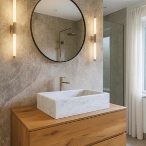 Carrara marble countertop washbasin - 70x40x15cm - marble washbasin - Carrara marble - modern Carrara marble washbasin - Carrara marble design washbasin image 1