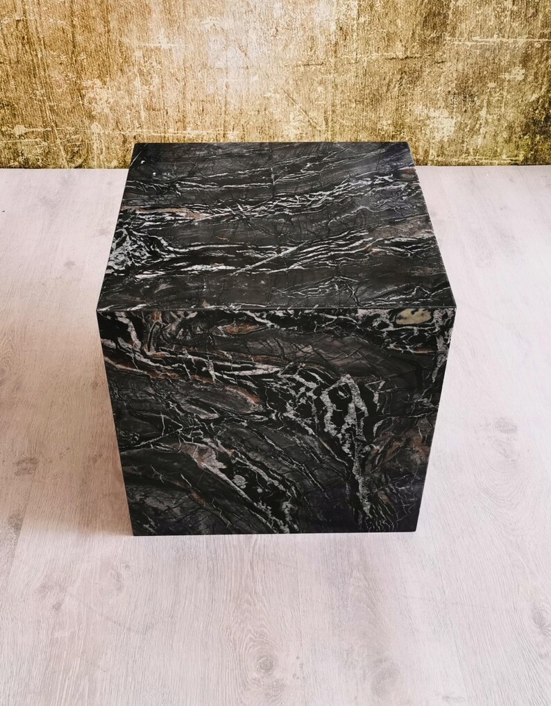 Lunar Marble coffee table-40x40x40-marble coffee table Lunar-Table basse en marbre noir-table de salon moderni-moderner Wohnzimmertisch image 2
