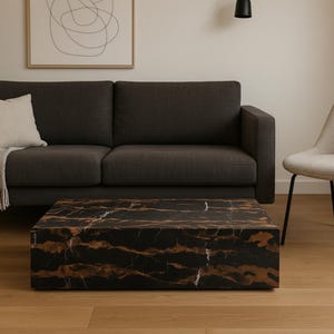Portoro Gold marble coffee table 90x50x25 cm • Modern low coffee table • Designer coffee table for your living room or office - low coffee table