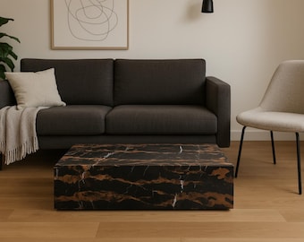 Portoro Gold marble coffee table 90x50x25 cm • Modern low coffee table • Designer coffee table for your living room or office - low coffee table