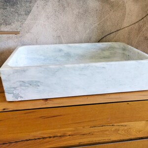 Carrara marble countertop washbasin - 70x40x15cm - marble washbasin - Carrara marble - modern Carrara marble washbasin - Carrara marble design washbasin image 4