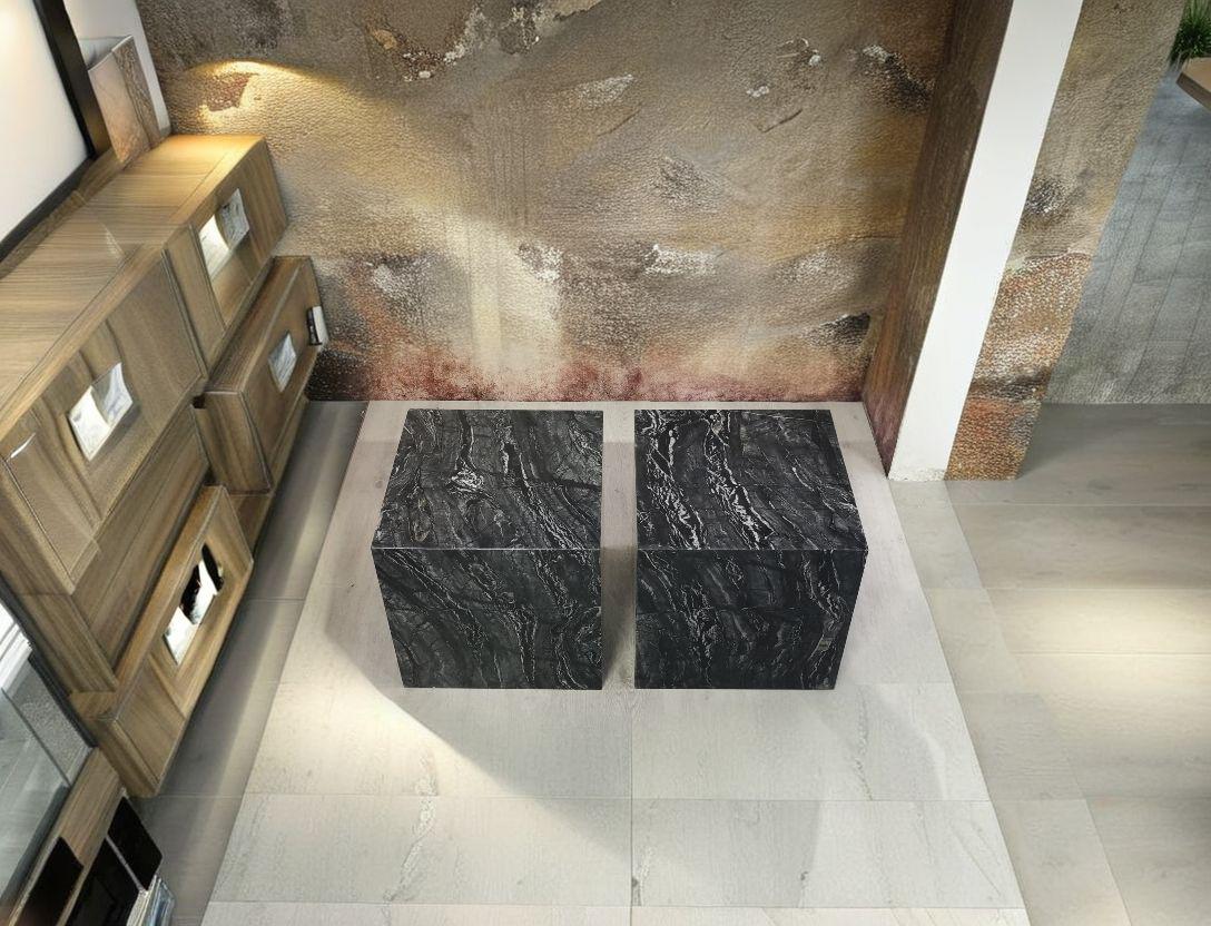 Tables basses en marbre lunaire - 40x40x40 - tables basses en marbre noir - tables basses noires modernes - tables basses en marbre noir - table basse