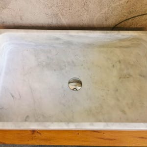 Carrara marble countertop washbasin - 70x40x15cm - marble washbasin - Carrara marble - modern Carrara marble washbasin - Carrara marble design washbasin image 5