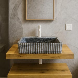 Modern Lunar marble washbasin matt - 50 x 40 cm - black matt design washbasin - black countertop washbasin - special countertop washbasin