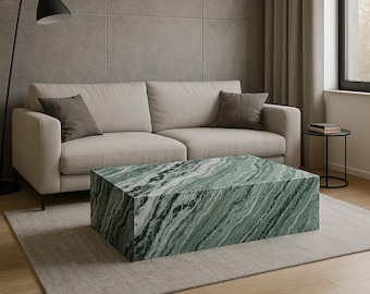 Green Marble coffee table-90x55x25cm-tavolino in marmo-Table basse en marbre green-table de salon moderne-tavolino verde basso da salotto